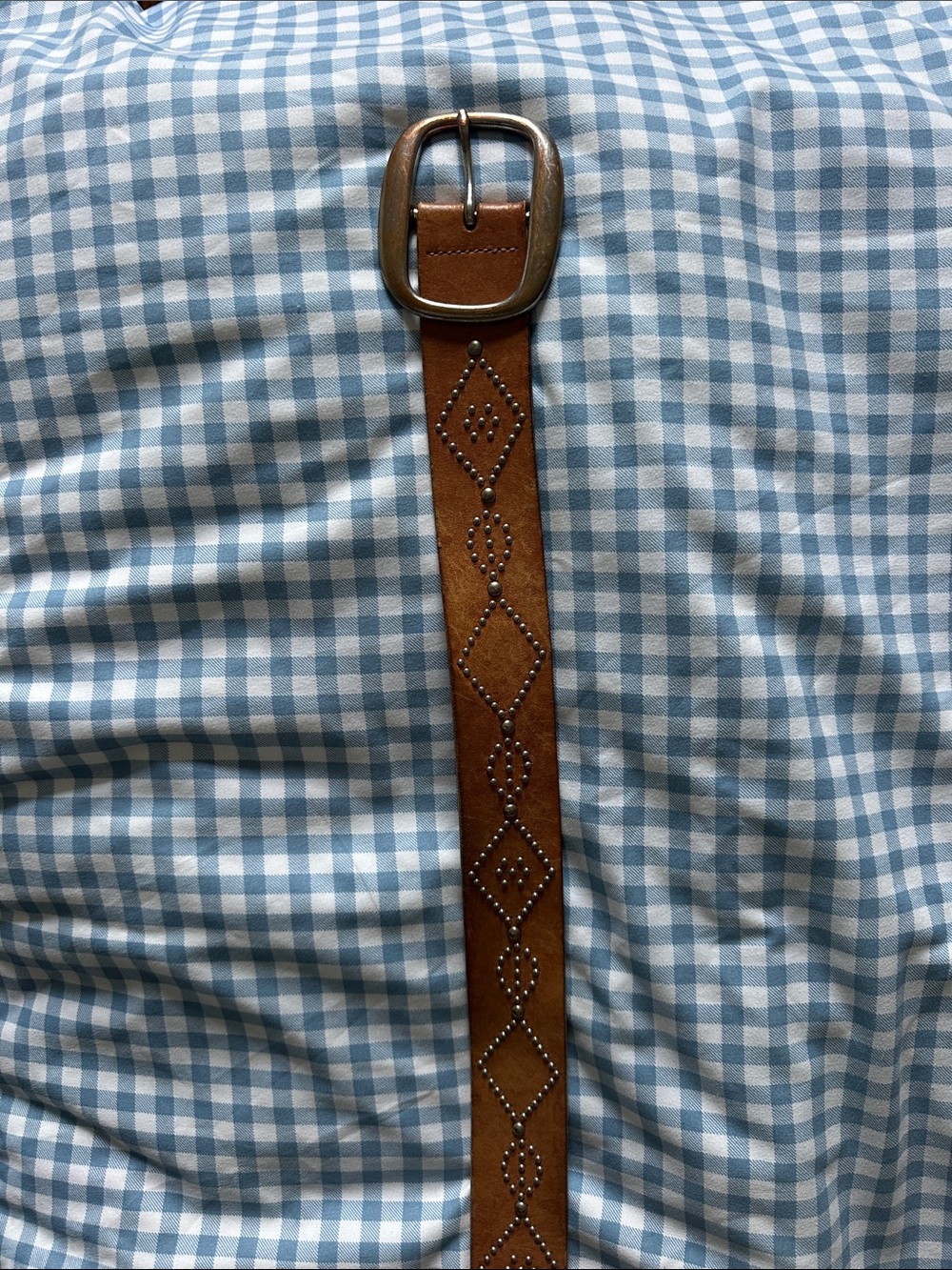 Banana Republic Brown Leather Studded Diamond-Pattern Belt
